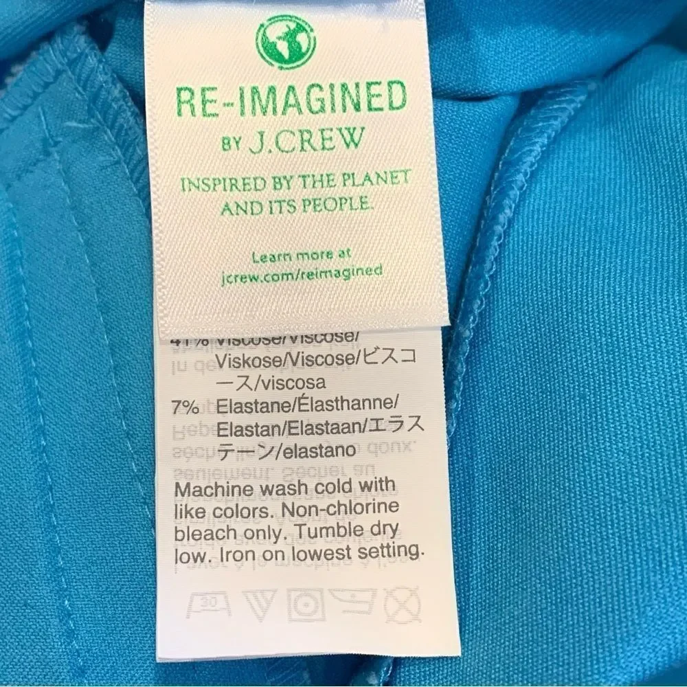 J Crew Hayden Kickout Crop Pant in Bi-Stretch Cotton Turquoise Size 8